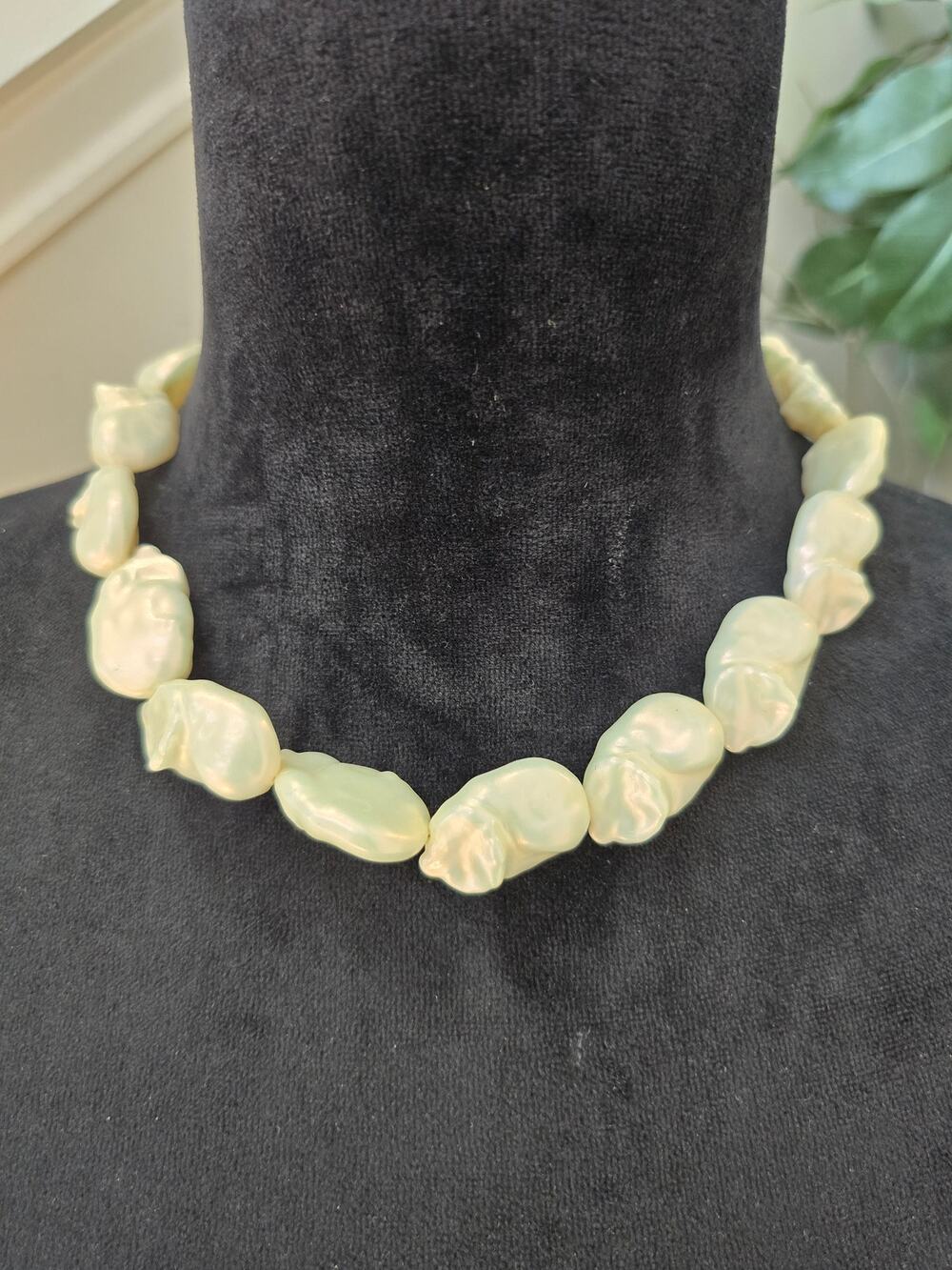 Cream Chunky Lightweight Beaded Statement Necklace Organic Style